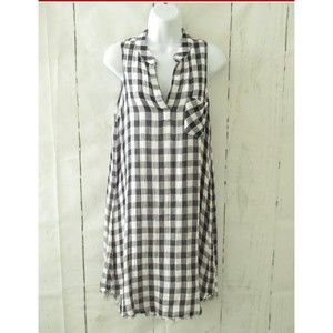 EUC · cloth & stone · Anthropologie Navy Gingham Shirt Dress